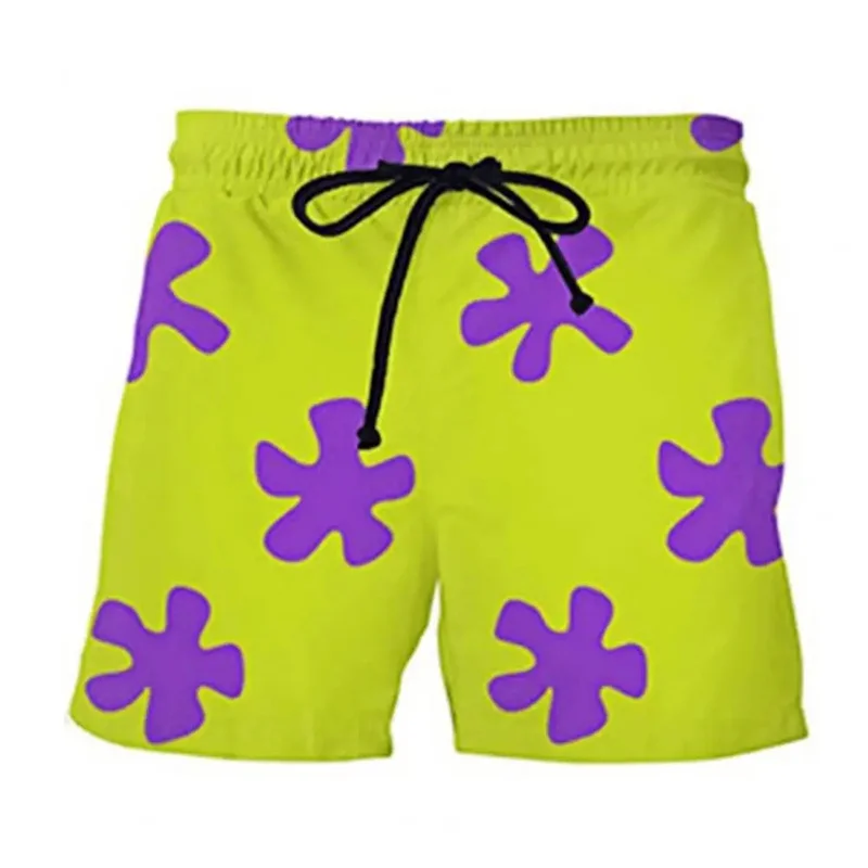 Calção de banho com flores de donut infantil, Harajujku, doces 3D, impressão de donuts, roupas de praia, shorts, moda, verão