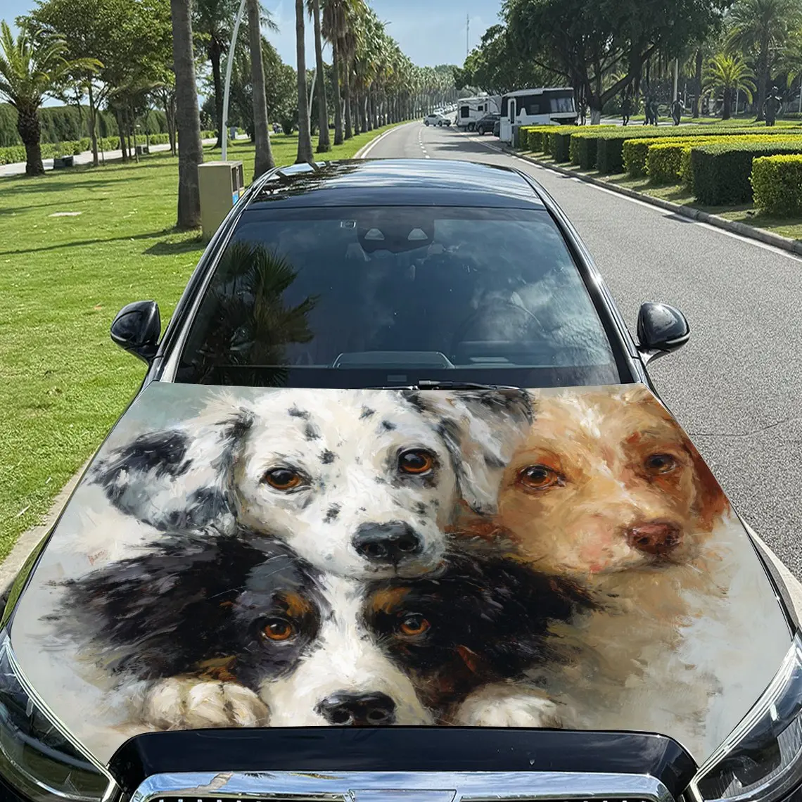 

Stacking Playful Dog Car Hood Stickers, Decorative Car Packaging Paper, Bold Designs, Halloween Decorations, Car Parts Accessori