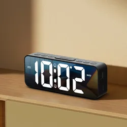 LED Digital Alarm Clock Week Temperature Display Snooze 2 Alarms Night Mode 12/24H Output USB Port DST Table LED Clock
