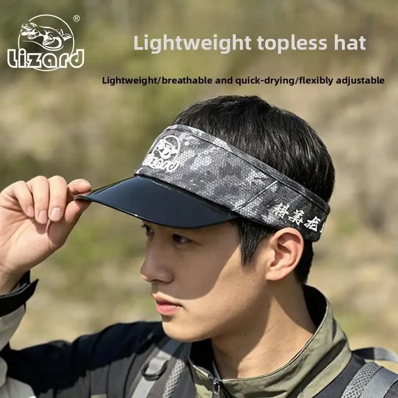 

Lizard Fishing Men Empty Top Sun Hat Anti UV Outdoor Sports Fishing Cycling Visor Sunshade Cap New Style