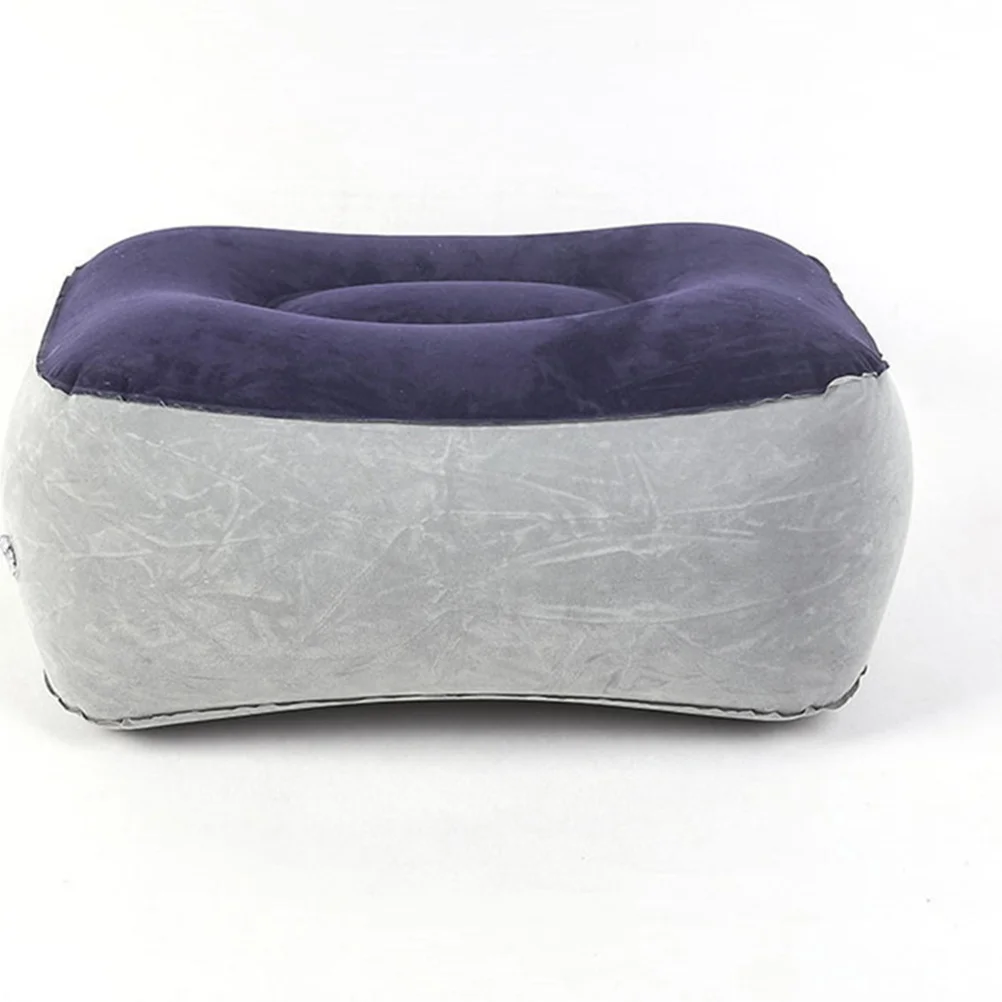 

Inflatable Flocking Footrest Gray Blue Travel Cushion Soft Leg Rest Pillow Portable Office Car Flight Essential