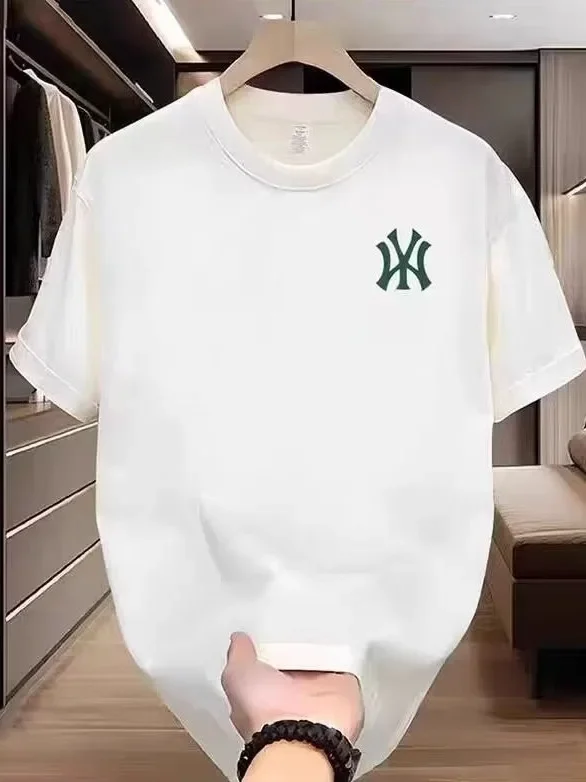 

Новинка лета 2025 года, повседневная универсальная хлопковая футболка с короткими рукавами для мужчин и женщин, одежда для родителей и детей, модный модный топ размера