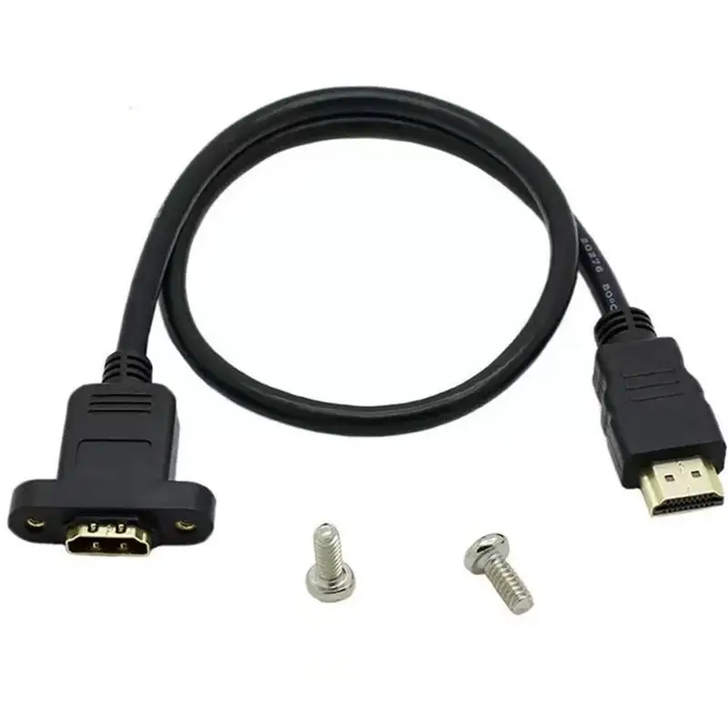 HDMI Compatible Male to Female Extension Cable With Ears and Screw Holes for Fixation, HDMI Compatible HD Cable Connection Cable