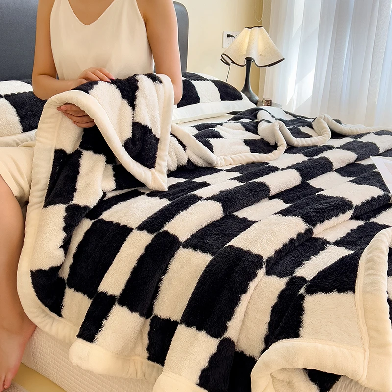 Bonenjoy Skin-friendly Blanket Plaid Style Sofa Towel Thick Blankets Super Soft Plaids Warm Shawl Bedspread 담요 (No Pillowcase)