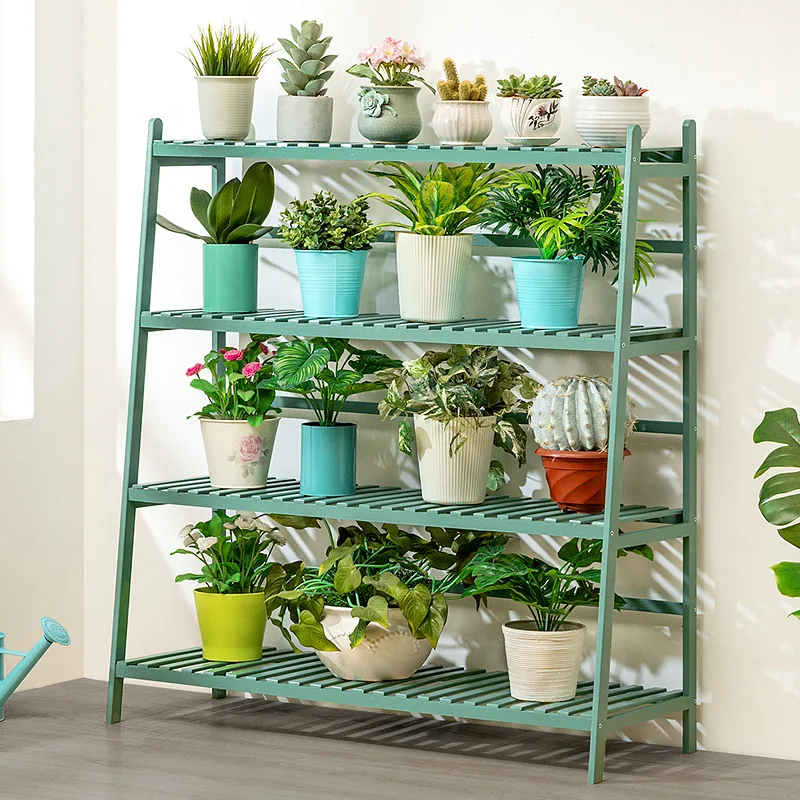 Simple flower stand household balcony flower stand floor to ceiling multi-layer shelf living room indoor flower pot bamboo
