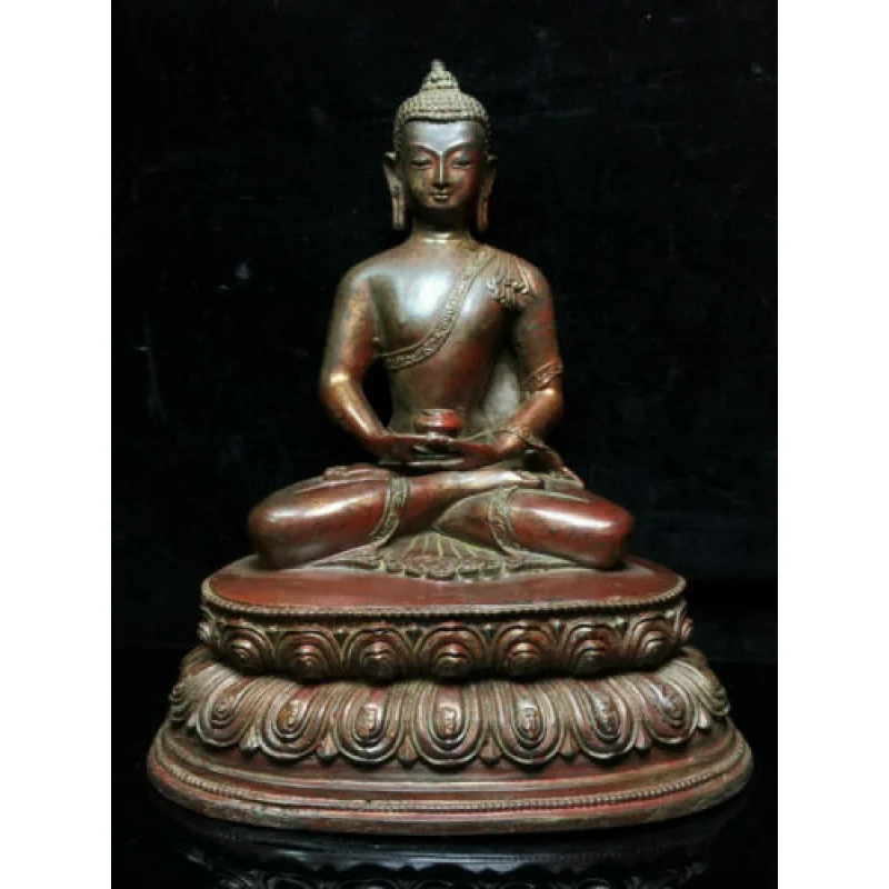 

10.8" Old dynasty China Buddhism Tibet Temple Bronze Shakyamuni Buddha Statue