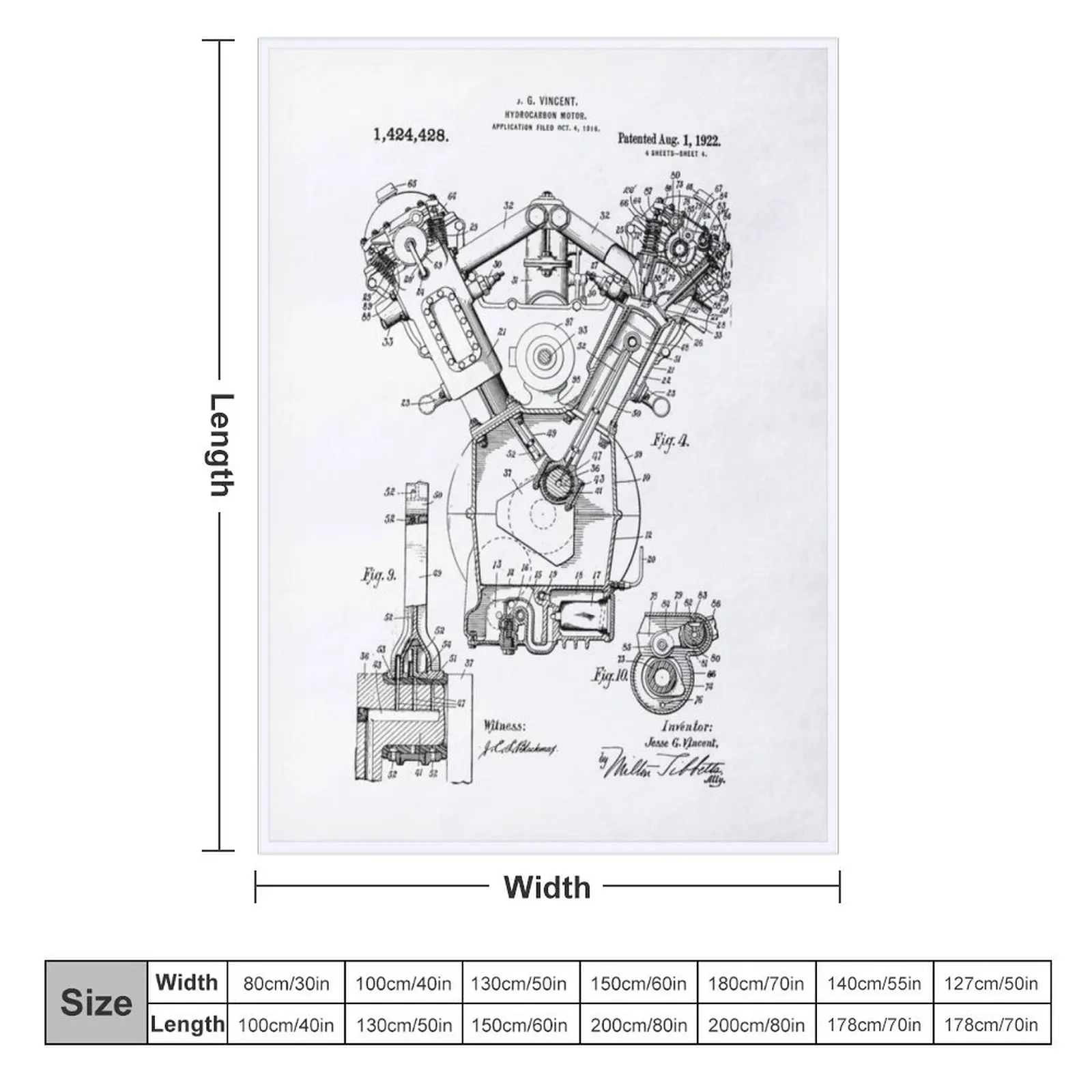 Internal Combustion Engine Technical Patent Drawing Throw Blanket Decorative Sofa Nap halloween Blankets