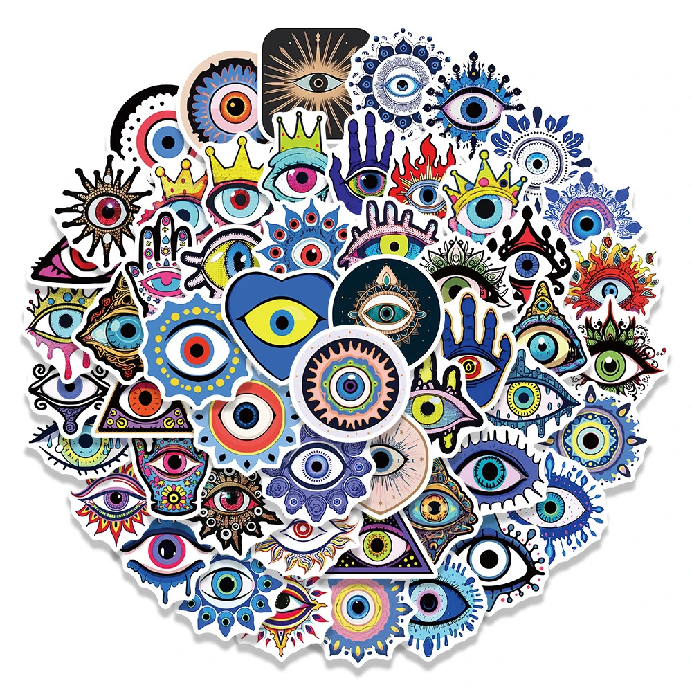 10/30/54pcs Evil Eye Graffiti Stickers Color Gothic Cartoon Decals Toys Waterproof Cool DIY Suitcase Laptop Skateboard