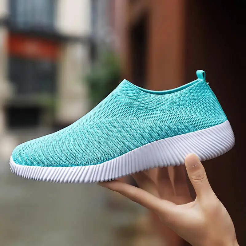 Women's Solid Color Sneakers Breathable Mesh Woven Outdoor Lightweight Low Top Walking Running Sports Socks Shoes image 6