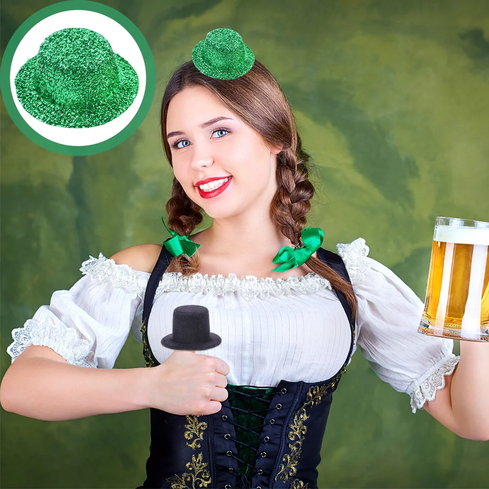 

6 Pcs Felt Hats for Crafts Party Round Birthday St Irish Child Women Caps Green Miniature Decorative