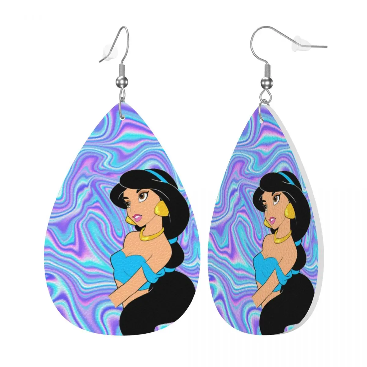 Custom Drop Dangle Earrings Cute Cartoon Aladdin Leather Teardrop Earrings PVC Leather for Gifts Dainty Jewelry