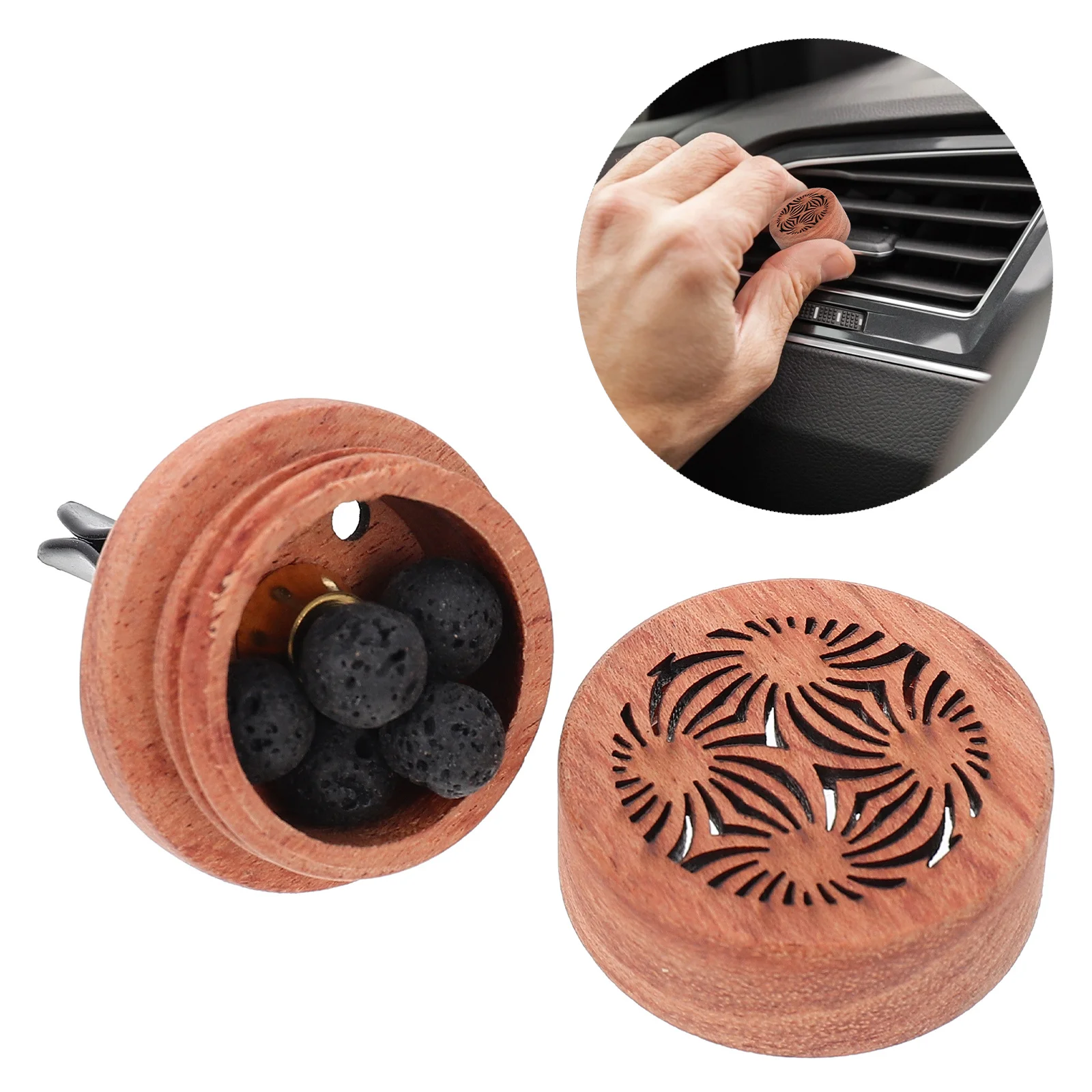 

1Pcs Wooden Car Essential Oil Aroma Diffuser Creative Rosewood Design Air Freshener Relax Stress Relief Car Interior Decor