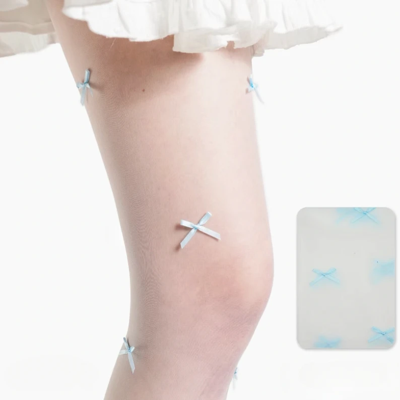 Sweet White Pantyhose Cute Small Bow Bodystockings for Women Lingerie Sheer Girlfriend Underwear Soft Transparent Tights