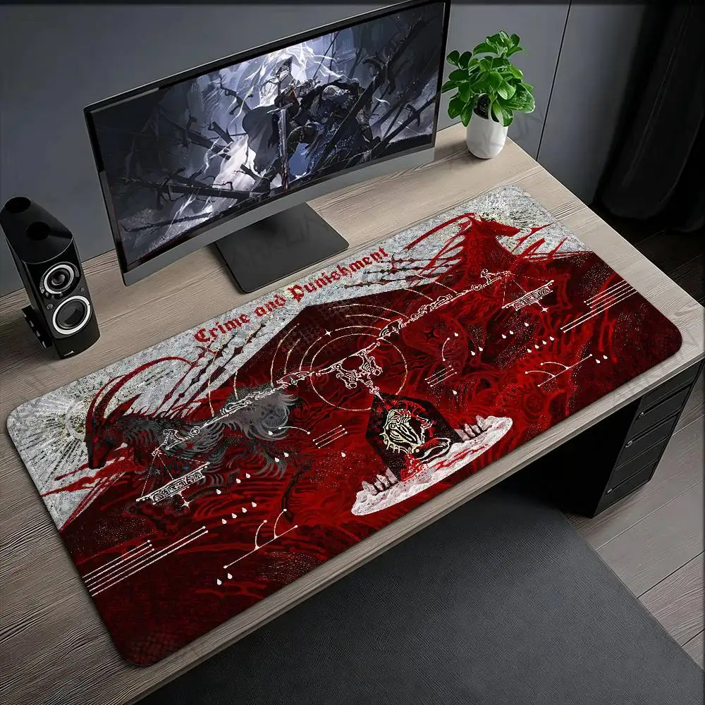 Gothic Dark Aesthetic Anime Girl Mouse Pad Large Desk Mat, Non‑Slip Rubber Mousepad for Gaming Laptop PC Desktop