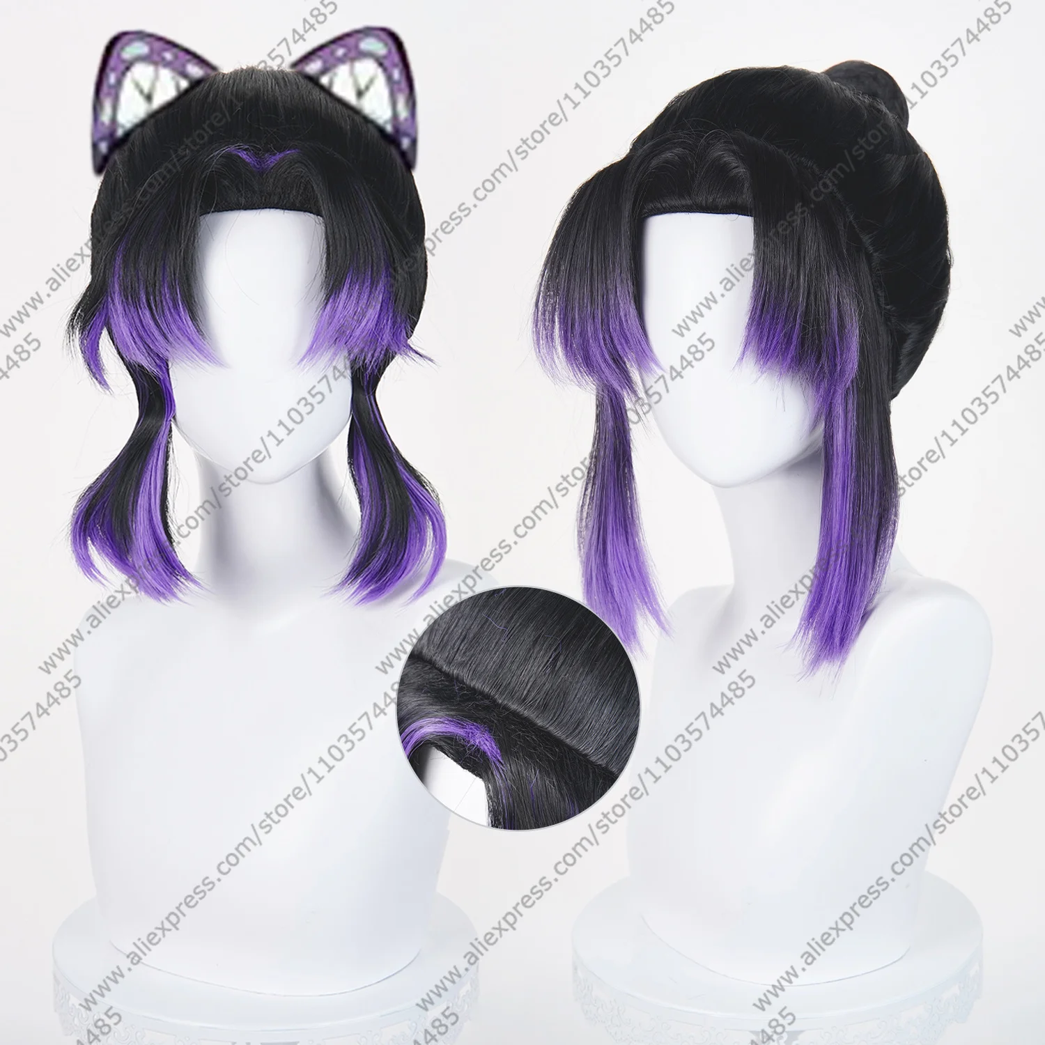 Anime Kochou Shinobu Cosplay Wig 35cm Short Dyeing Gradient Unisex Wigs Halloween Heat Resistant Synthetic Hair