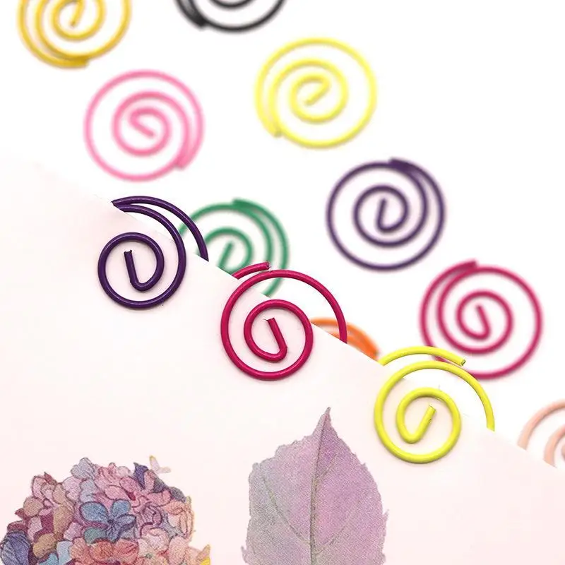20pcs Colorful Circular Metal Paper Clips Office Binding Geometric Circle Binder Round Tickets Photo Clamp Patchwork Clips