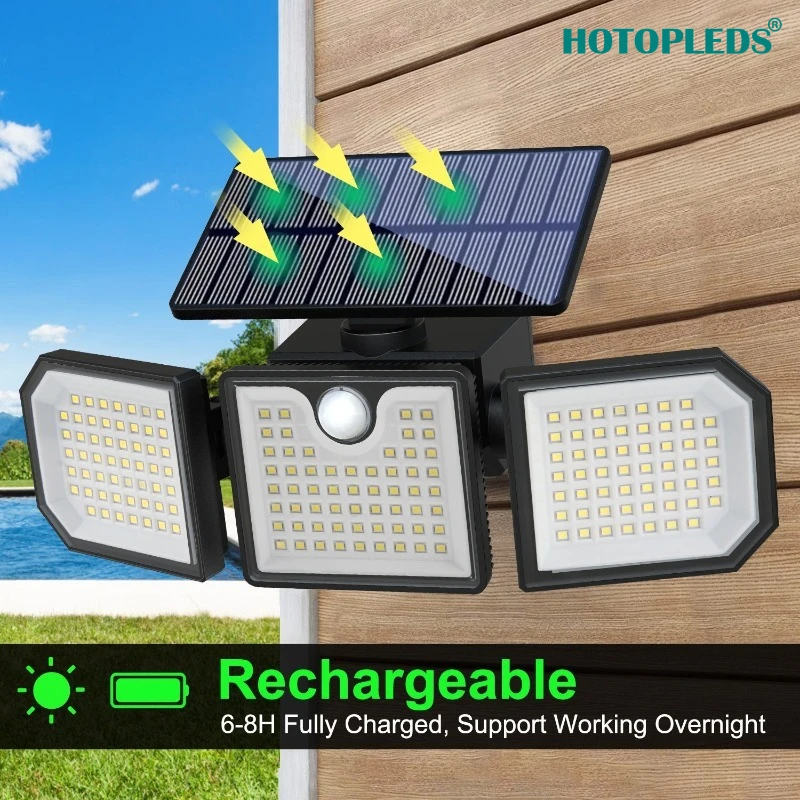 

Solar Light Outdoor Three-head Induction Floodlight Remote Control Waterproof Searchlight Garden Street Light Emergency Light