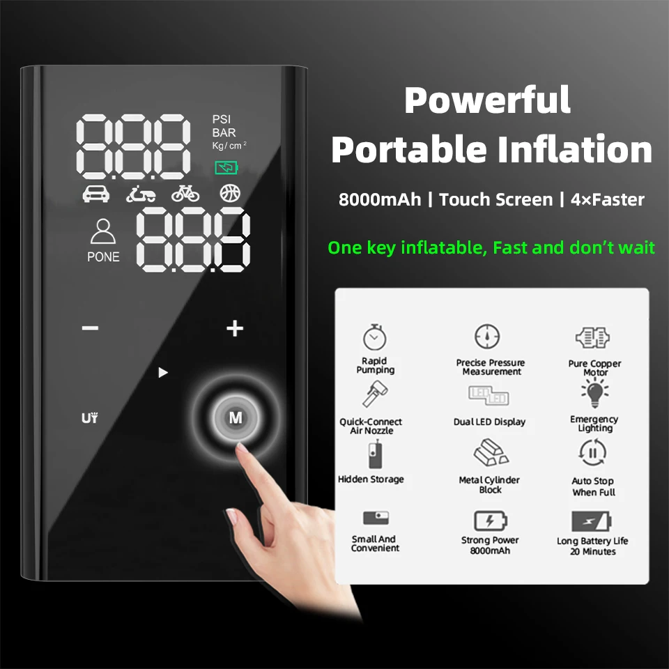 Portable Car Tire Inflator Wireless Rechargeable Tire Inflator For Car Bicycle Digital Air Compressor Football Ball Air Pump