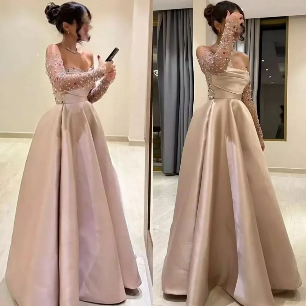 فساتين العودة للوطن من الساتان الرائعة المخصصة مع فستان سهرة أنيق على شكل حرف a من الكريستال اللامع قبالة الكتف فستان المشاهير