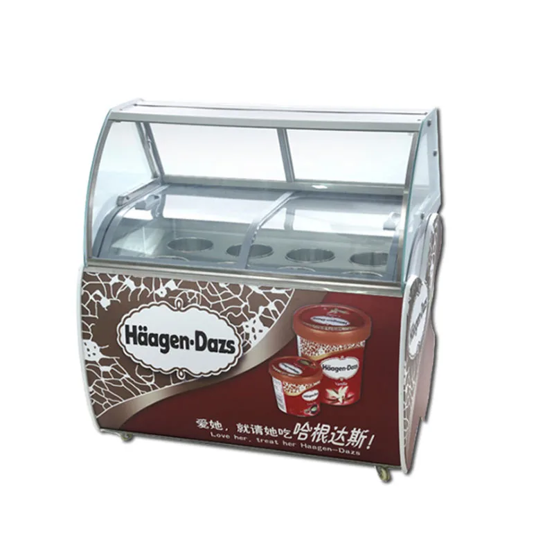 Hard Ice Cream Showcase Italian Gelato Glass Fruit  Cabinets Display Case 110v