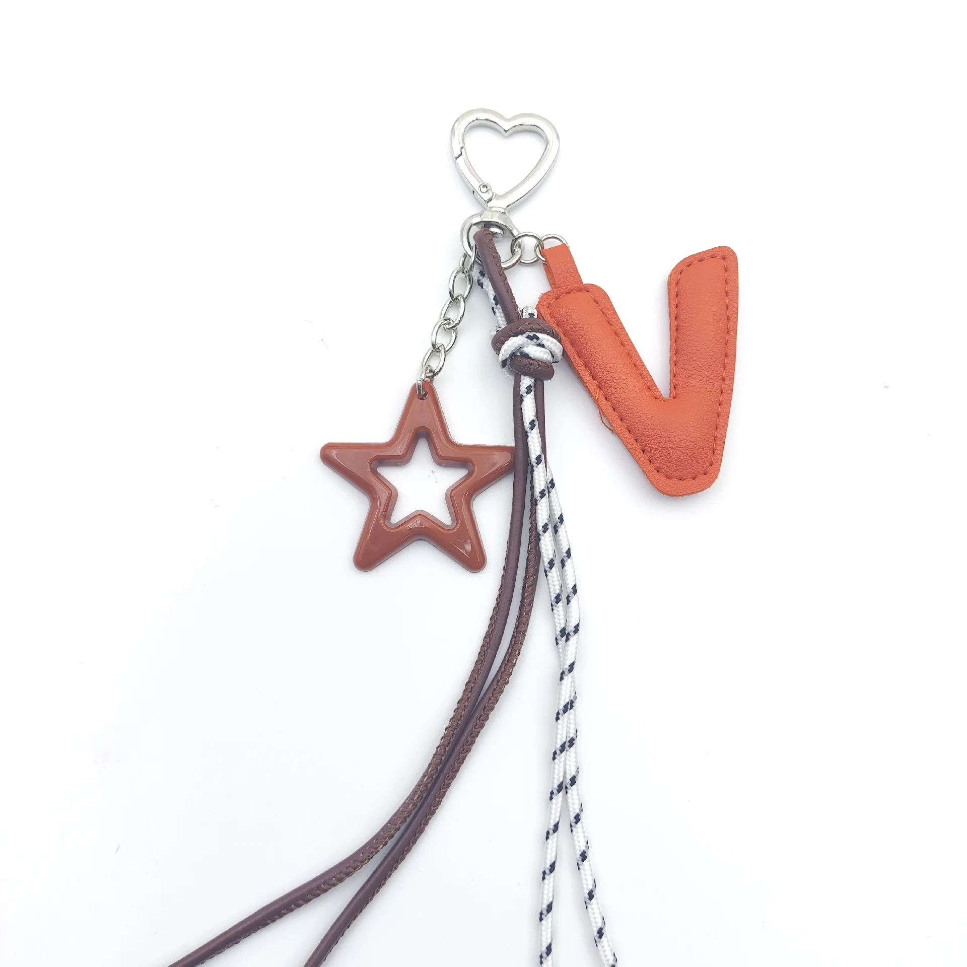 Neuer Acryl-Sternanhänger Leder-Buchstaben-Schlüsselanhänger Geflochtenes Schlüsselband Vielseitiger Niedlicher Schlüsselanhänger Taschen-Accessoire Anhänger Geschenk Großhandel – Detail 25