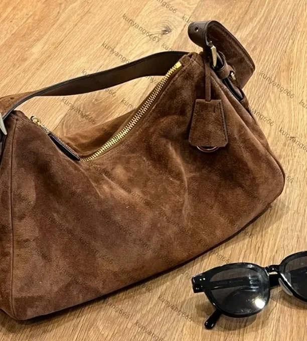 

Luxury Designer AMIEE Suede Shoulder Bag With FlapSoft Genuine Leather Crossbody Bag Golden Hardware Handbag