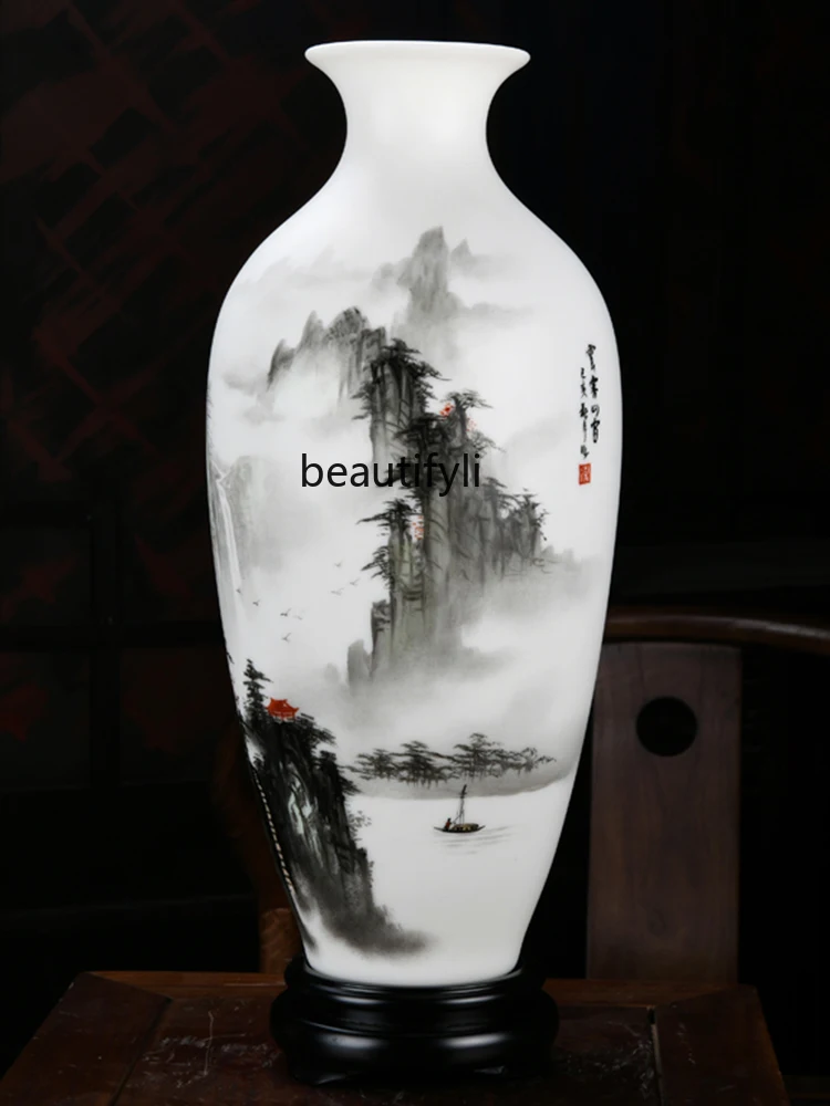 Porcelain Hand Painted Buddism Godness Guanyin Bottle Vase Decoration Living Room Flower Arrangement Chinese Classical