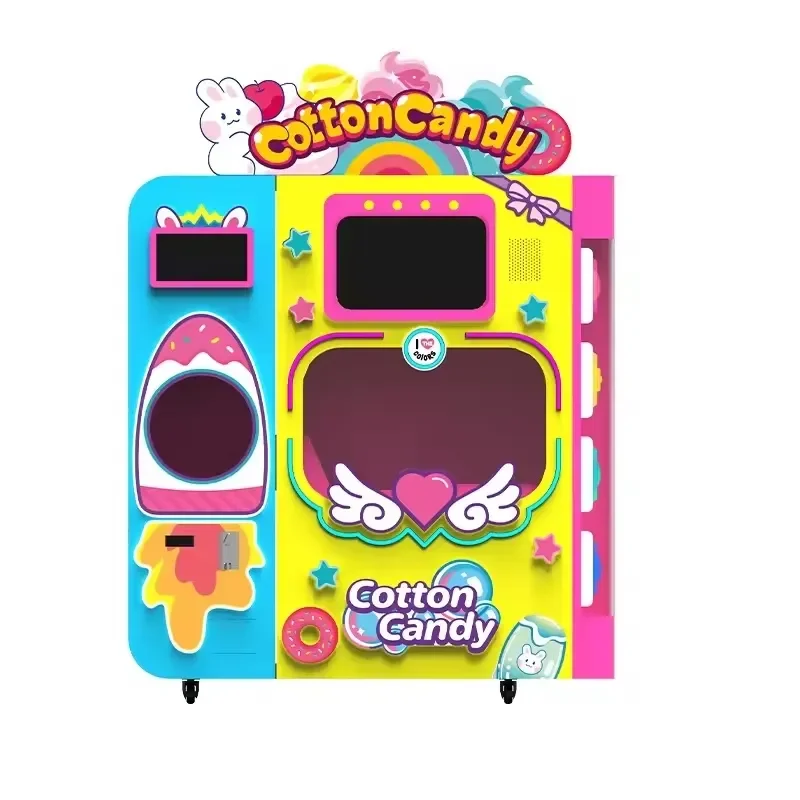 Professional Steel Coin Operated Entertainment Center Full Automatic Cotton Candy Vending Machine