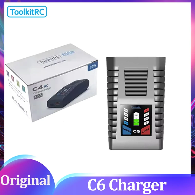 

ToolkitRC C6 AC 50W MAX 5A Intelligent Simple Charger LiPo LiHv LiFe 1-6S NiMh Batteries Model RC Racing Freestyle
