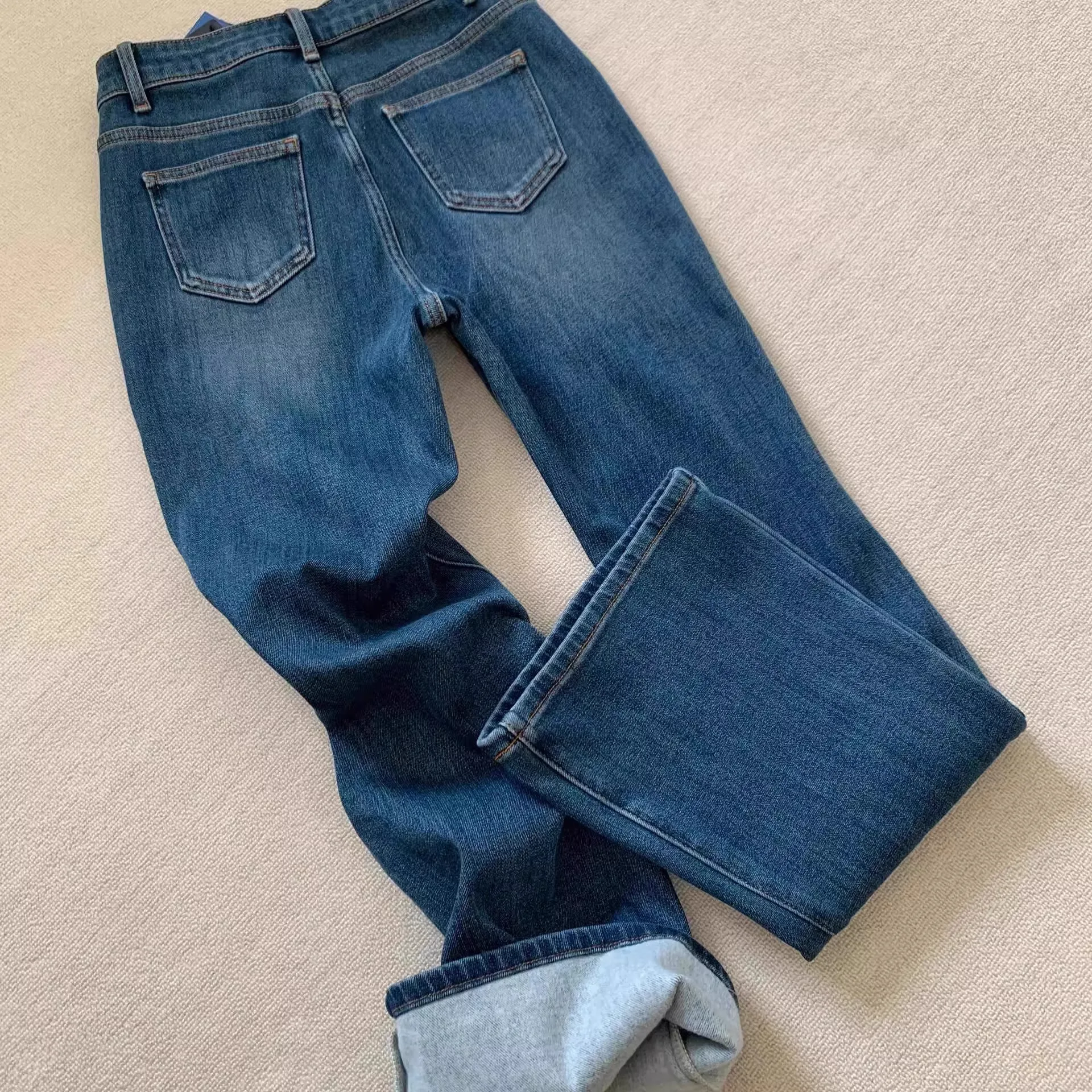 Jean évasé taille haute bleu rétro pour femmes, Leggings longs élastiques amincissants, en coton extensible, nouvelle collection printemps 2025