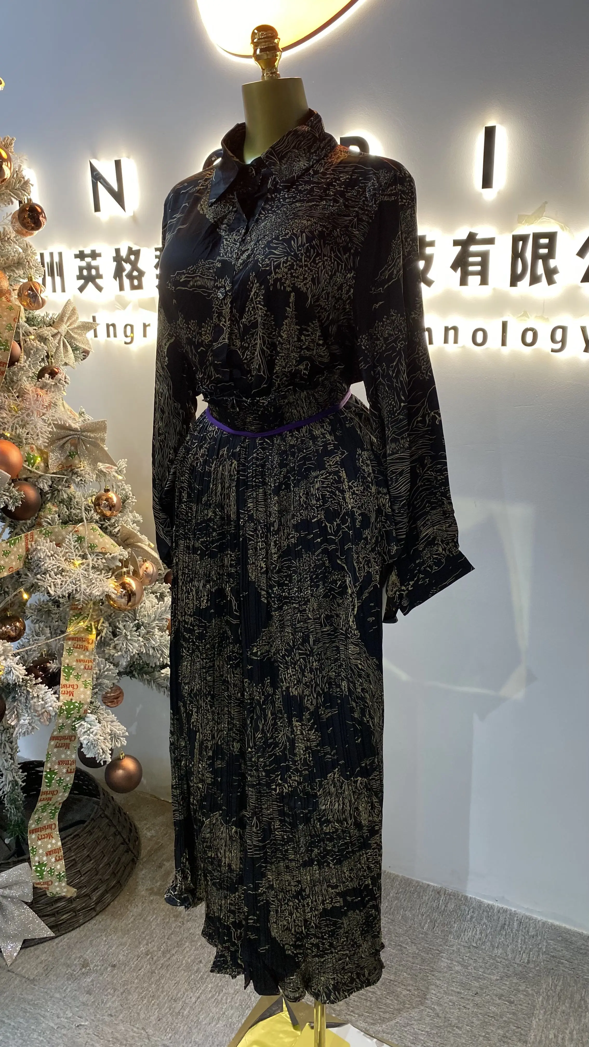 Vestido veraniego de otoño para mujer, manga larga, moderado, informal, elegante, nueva camisa de talla grande, ropa informal floral para mujer-GZMM452