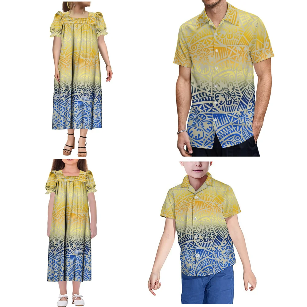 Micronesian Mumu Women'S Short-Sleeved Dress Samoan Men'S Pocket Shirt Large Size Distinctive Ethnic Clothing