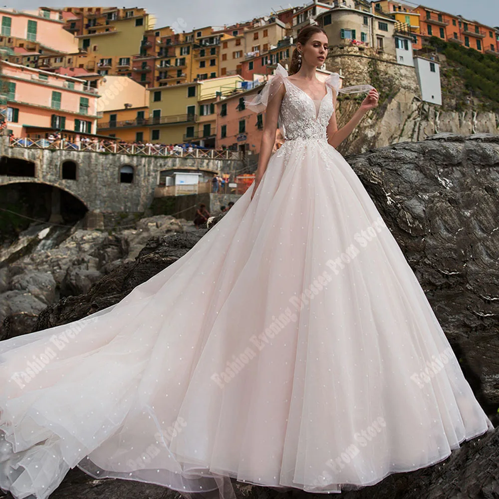 Vestidos De novia De línea a para mujer, Vestidos De novia Vintage De encaje con flores, tela brillante, personalizados, 2024