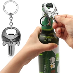 Punisher Skull Ornement Porte-clés Multifonction, Ouvre-bouteille de Bière en Argent, Bijoux en Métal