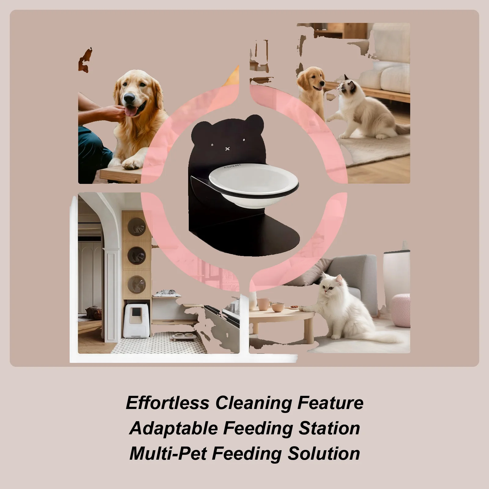 وعاء قطط جاف وطب وعاء طعام وعاء قطط الحيوانات طبق سيراميك الارتفاع قابل للتعديل وجبة حامل للداخلية في الهواء الطلق جرو هريرة صحية