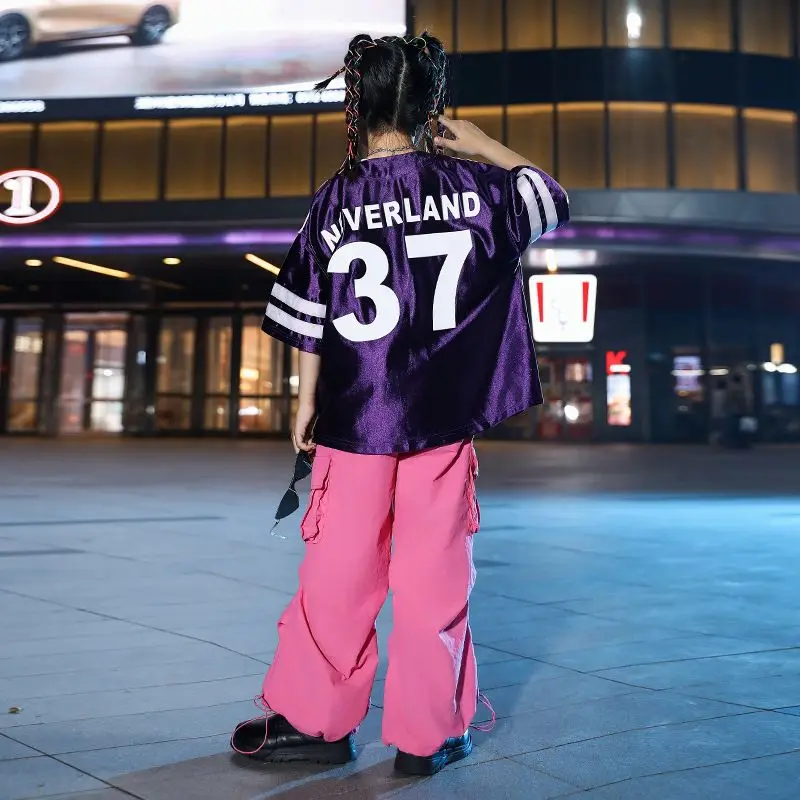 Jazz Dance Costumes For Girls Group Loose Tops Hiphop Pants Suit Children Clothing Ballroom Hip Hop Stage Outfits