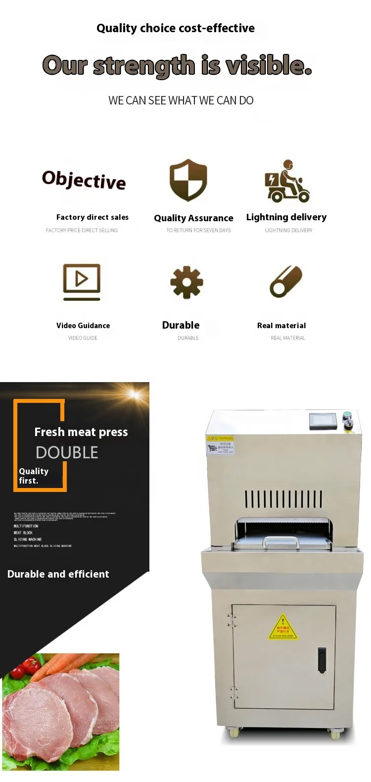 Mesin Pengiris Daging Segar Otomatis Komersial Industri Besar Untuk Restoran, Mesin Penipis dan Pengiris Daging Segar