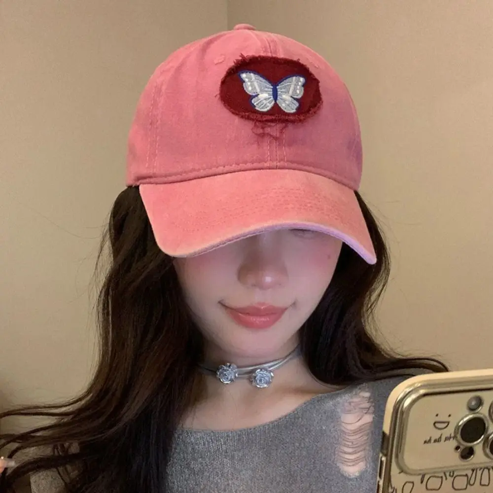 

Casual Embroidery Baseball Cap Cotton Butterfly Sun Hat Thin Simple Baseball Hat Outdoor
