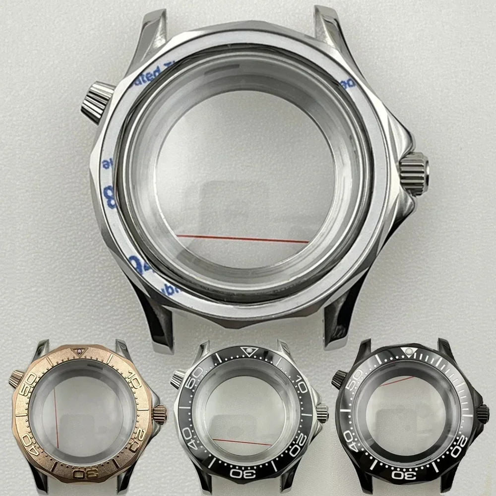 42mm caixa de relógio nh35 aço inoxidável casos à prova dwaterproof água para mod seamaster 300 nh36 movimento relógio substituições 30atm