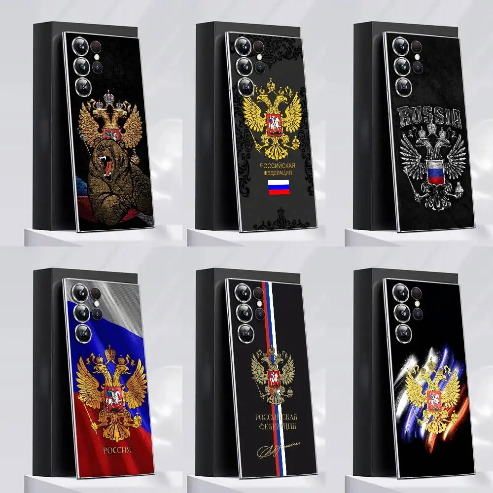 

Russia Russian Flag Emblem National Phone Case For Samsung S30,25,24,23,21,22,20,10,5G,FE,lite,PIus,Ultra Transparent Cover