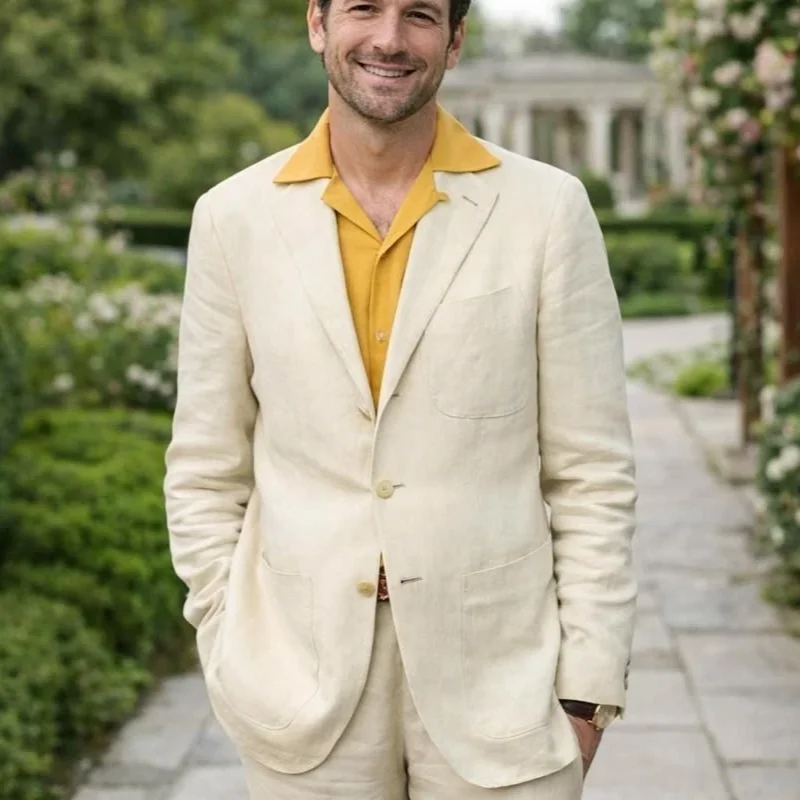 Beige linnen 2-delige herenpak - Men'S Relaxed Formal Wear recensie en prijs