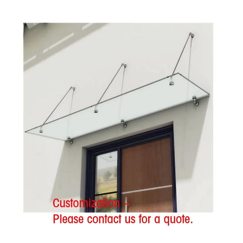 custom.CBMMART Modern Design Outdoor Awning Canopy Stainless Steel Bracket Tent Front Door Glass Canopy