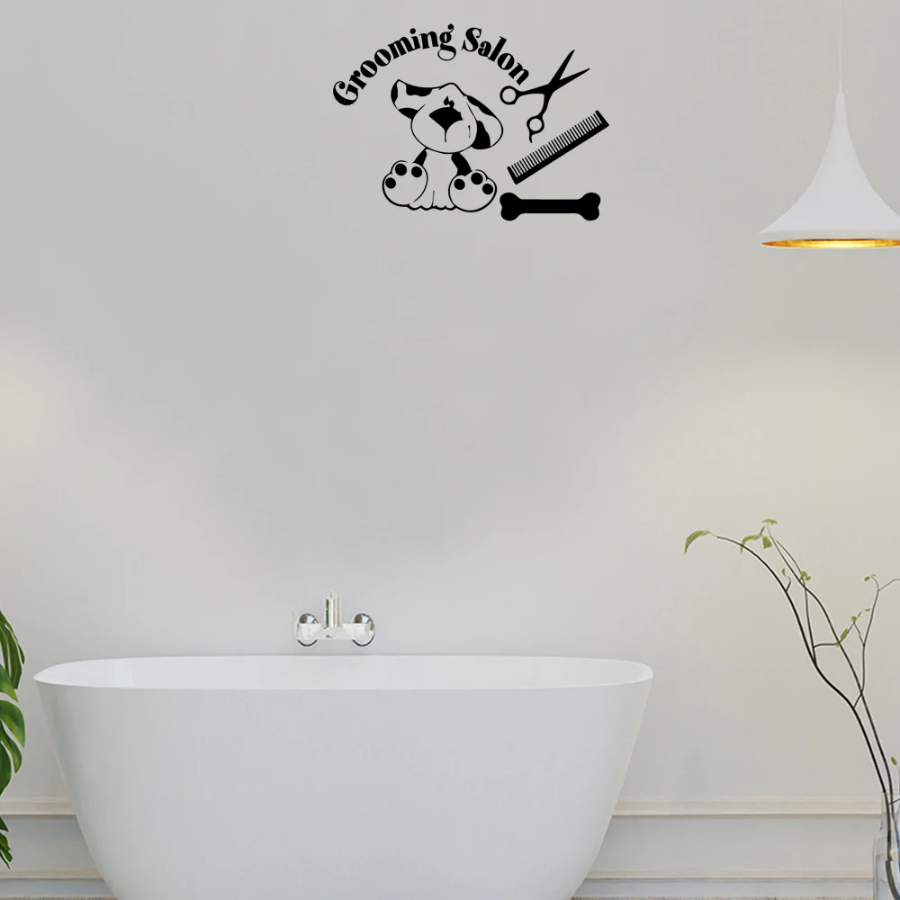 

1 pc cute pet dog grooming salon Wall Sticker Pvc Wall Stickers Wall Art Wallpaper For Living Room Bedroom Decal Drop Shipping