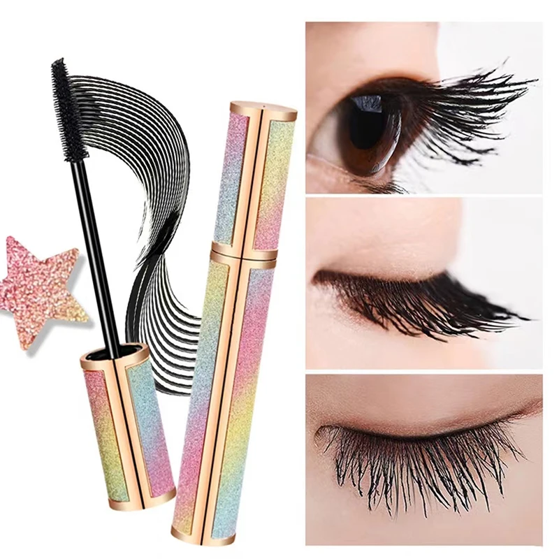 4d Seidenfaser-Mascara, wasserdicht und leicht zu trocknen, natürlich, weich, lange Wimpern-Make-up-Mascara, schwarze dicke Wimpernkosmetik