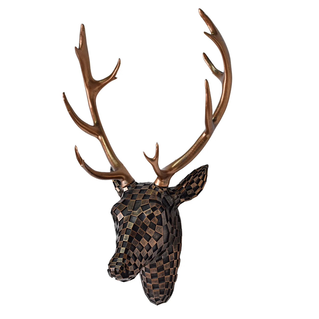 Mosaic Deer Head Wall Decor, Resin Animal Sculpture, Hanging Art for Home Office Outdoor Gift