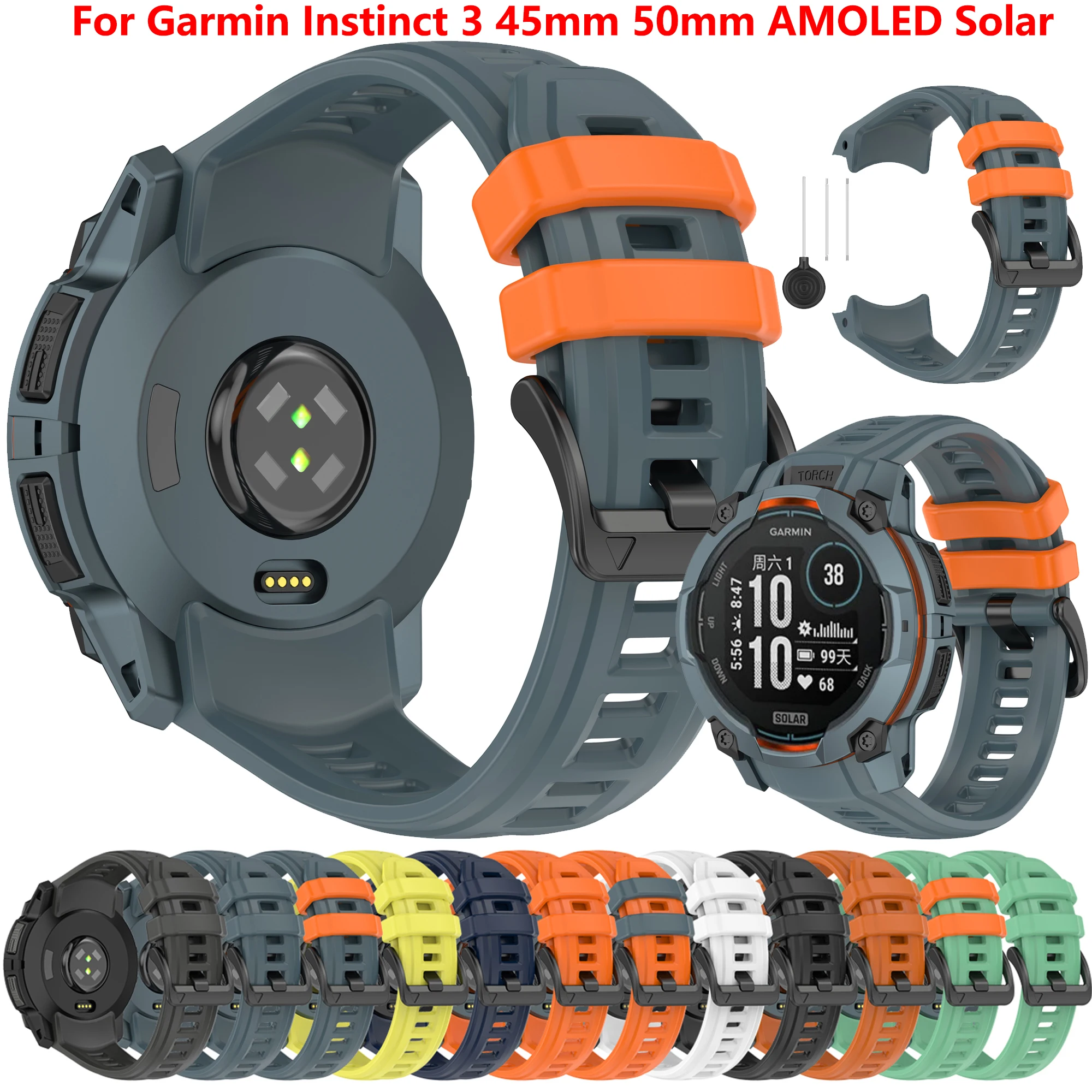 

Watchband 22/26MM Watch Band Instinct3 Breathable Sporty Silicone Loop Watch Strap for Garmin Instinct 3 45mm 50mm Solar AMOLED