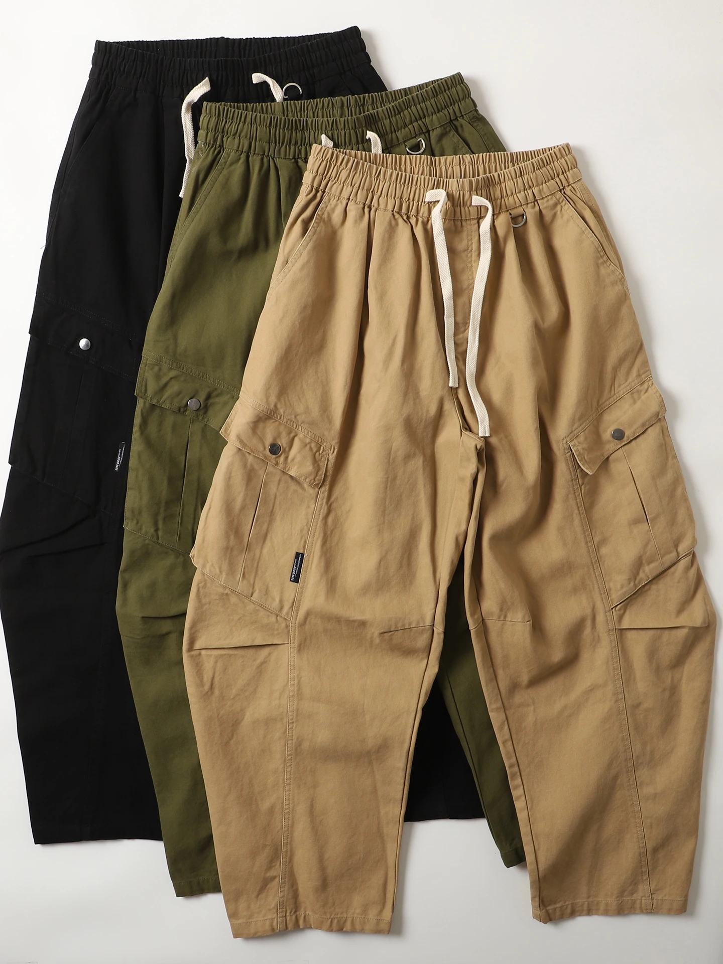 

Ретро-брюки в японском стиле, свободные, широкие, хлопковые, рабочие, с множеством карманов, повседневные, длинные, модные, прямого кроя