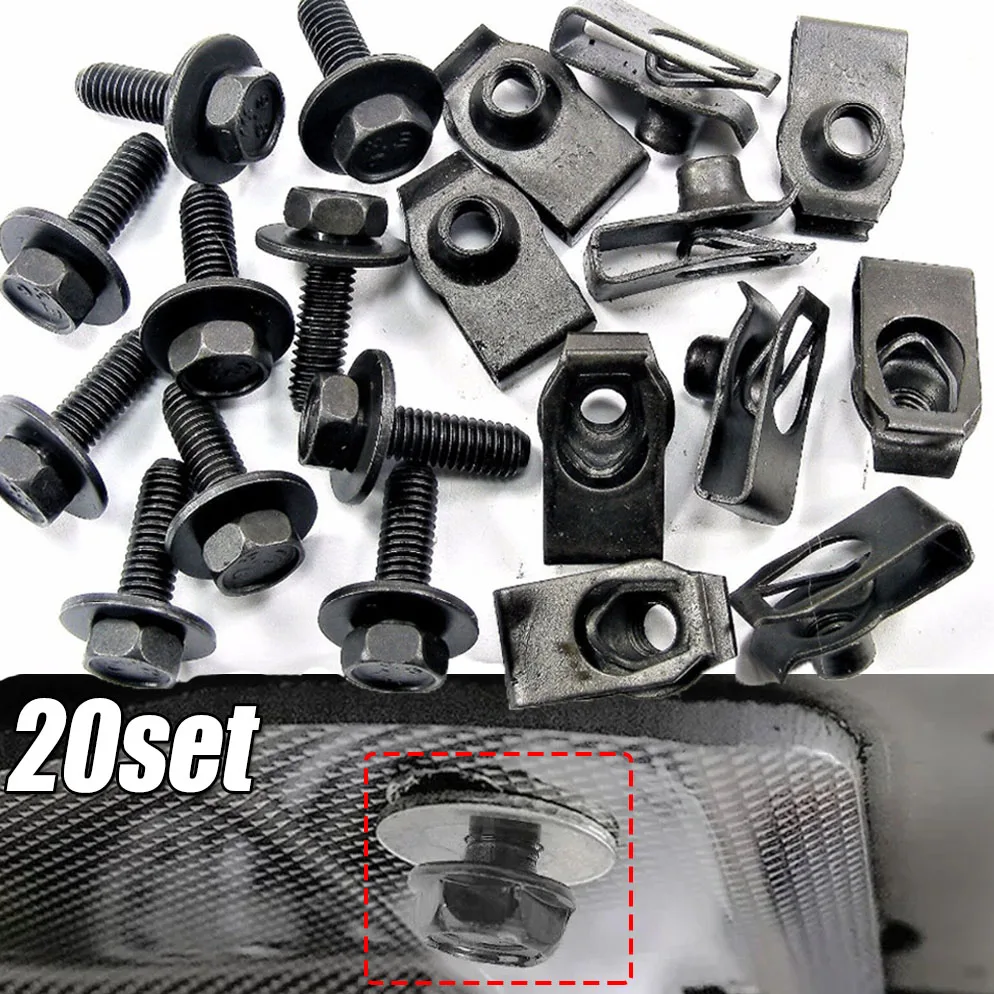 Karosserie schrauben & U-Mutter-Clips m6 Motor abdeckung Unterlauf Spritz schutz Schutz Stoßstange Kotflügel auskleidung Halter Befestigungs niet schrauben