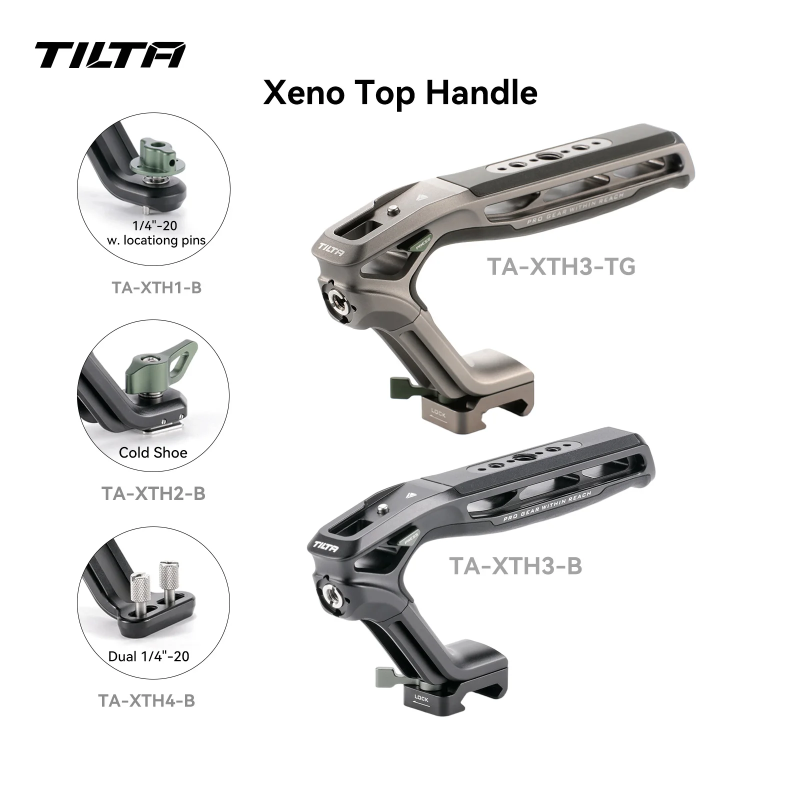 TILTA Xeno Top Handle TA-XTH compatible withSony FX3 FX30 Camera Cage ACCESSORIES Cold Shoe 1/4"-20 with Locating Pins/NATO/Dual