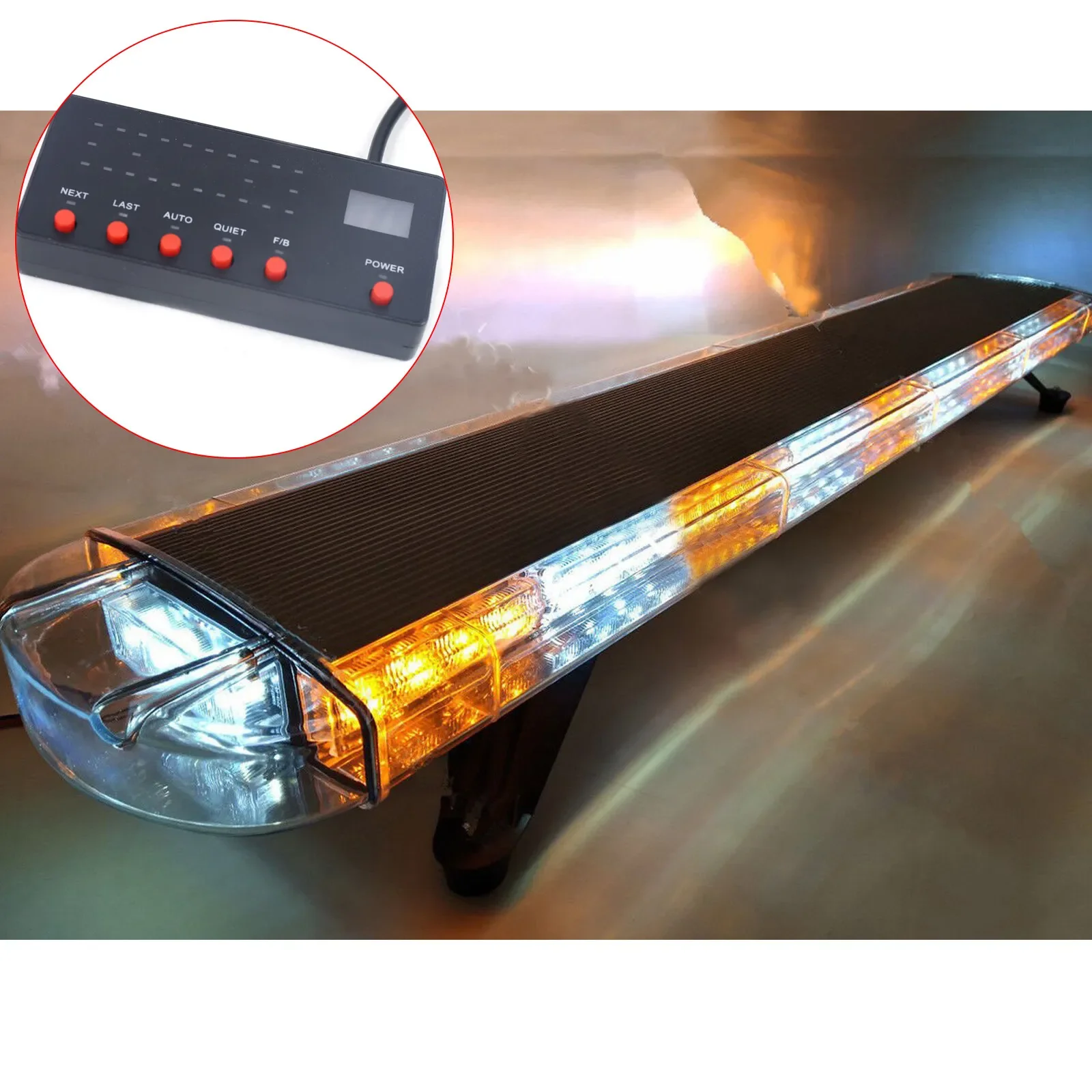 

51 Inch 96 Led Emergency Beacon Warn Light Bar Warning Truck Tow Wrecker Strobe Light Amber & White